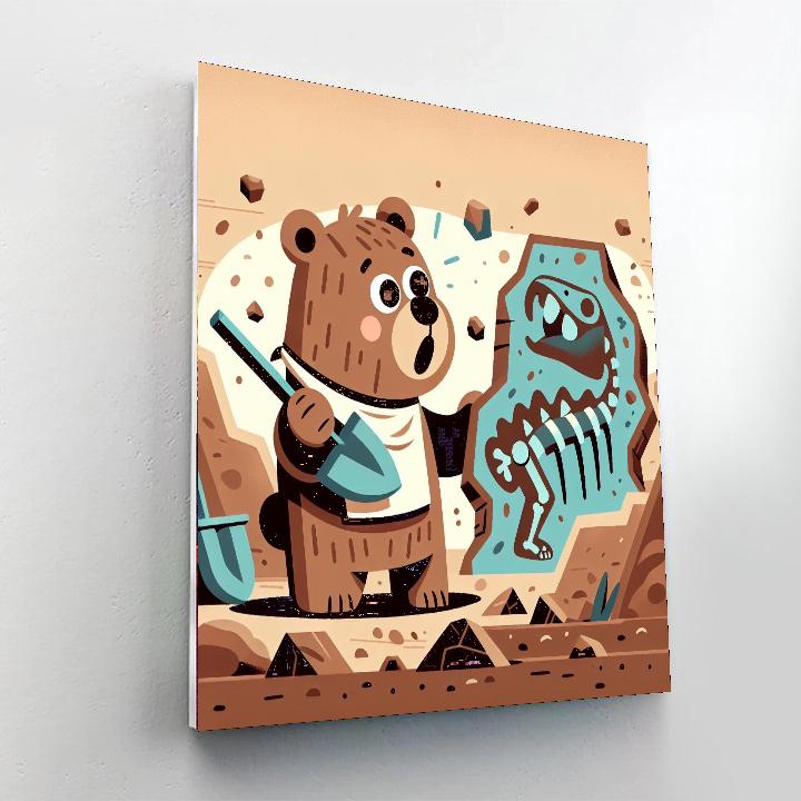 Fossil Excavator Bear Number Painting