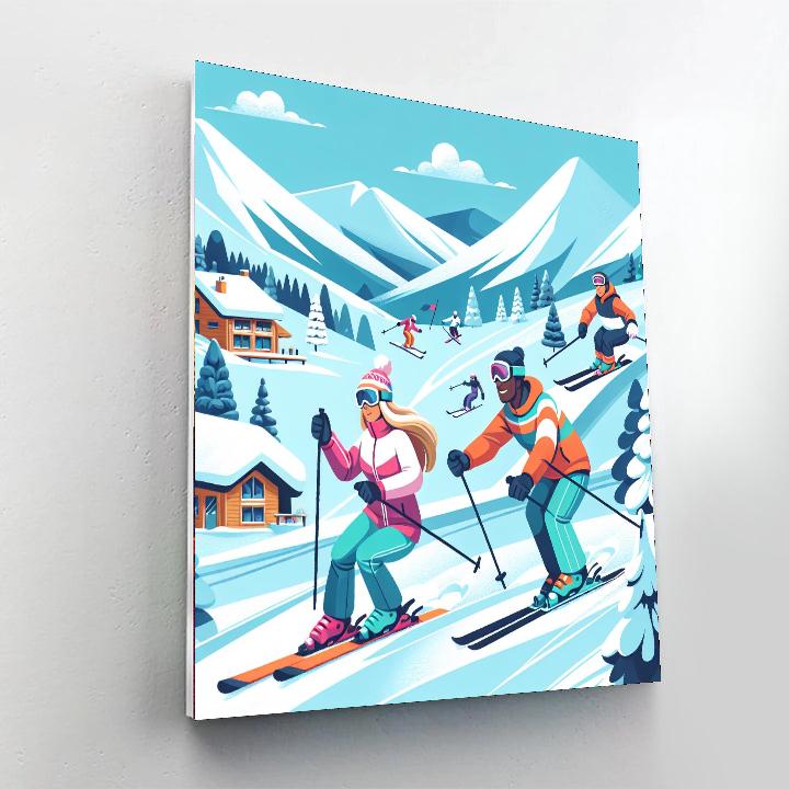 Mountain Top Ski Adventure Paint By Color