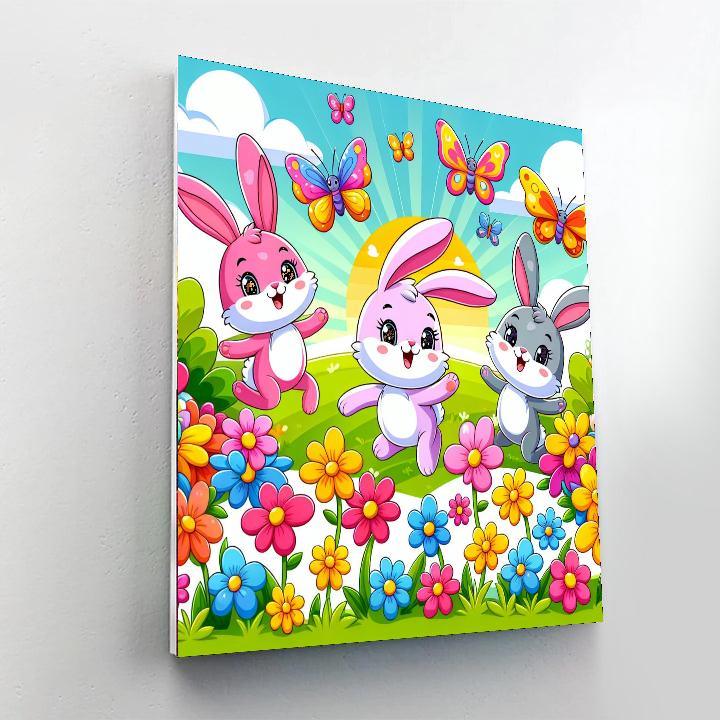 Rainbow Rabbits Paint By Numbers Art