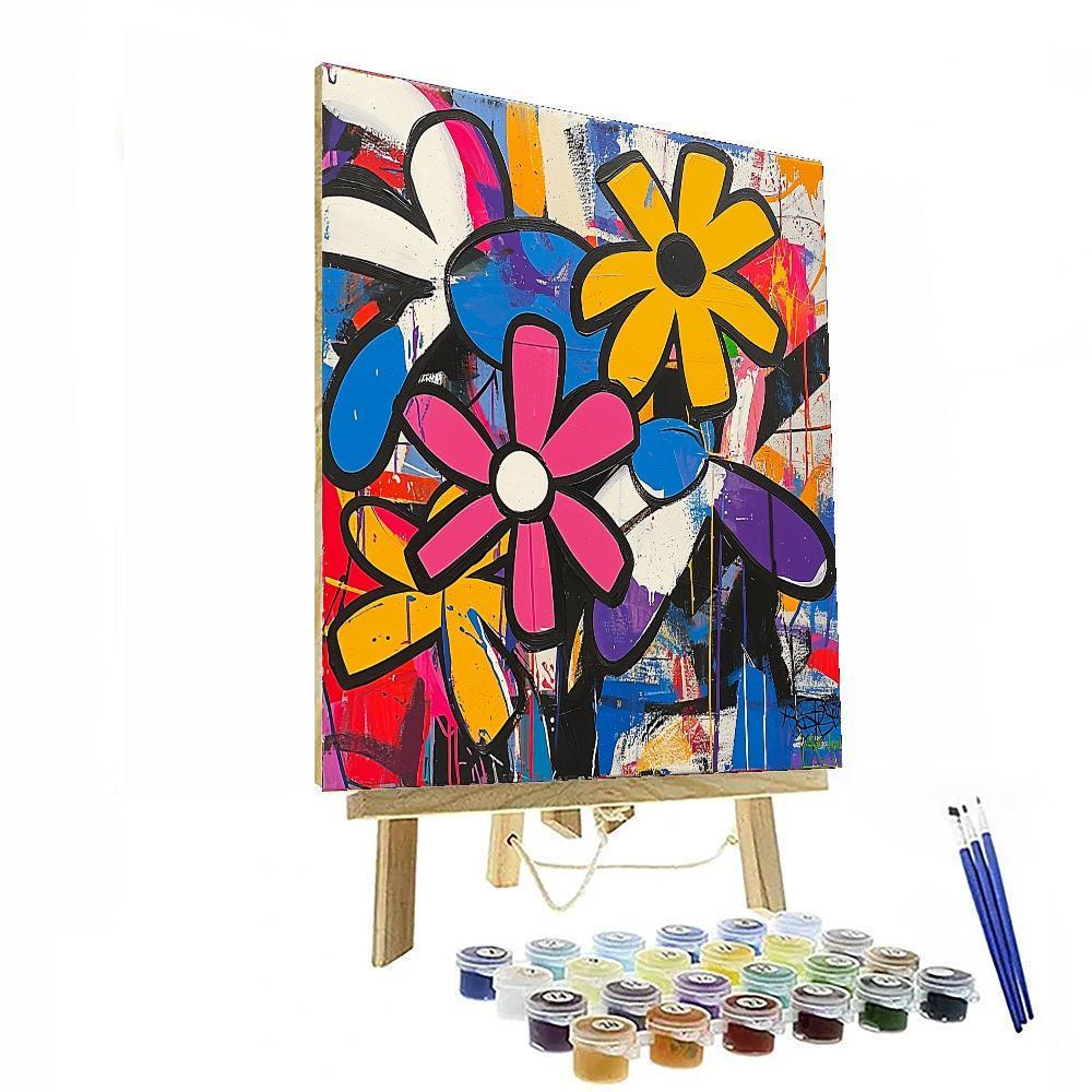 Basquiat Inspired Cosmic Petals  Painting By Numbers Kit