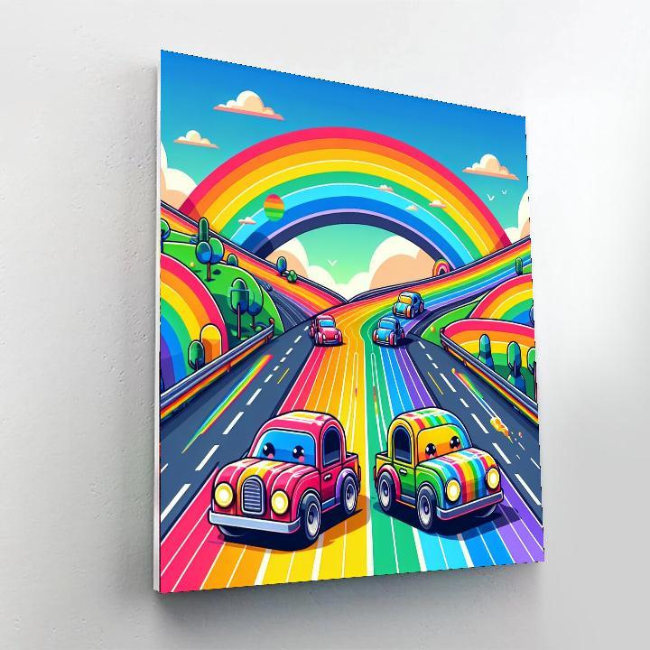 Rainbow Racing Paint By Numbers Art