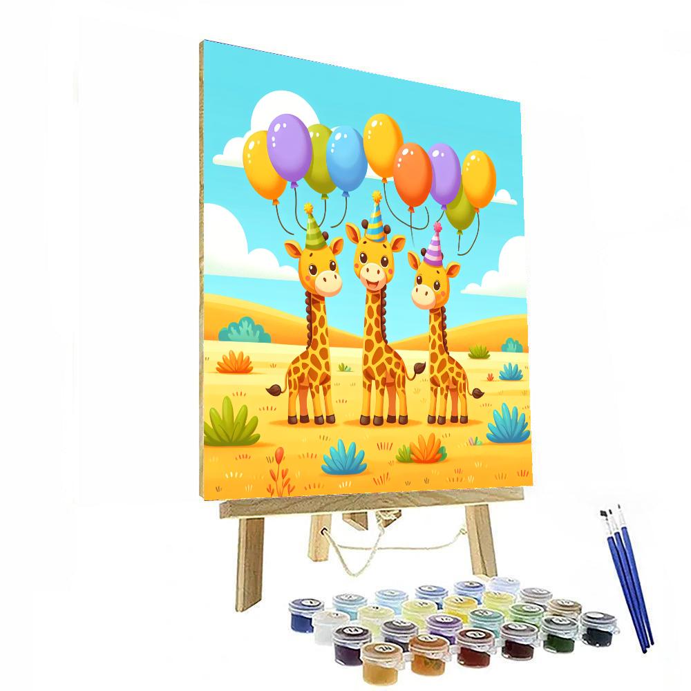 Giraffe Party Paint By Numbers Art