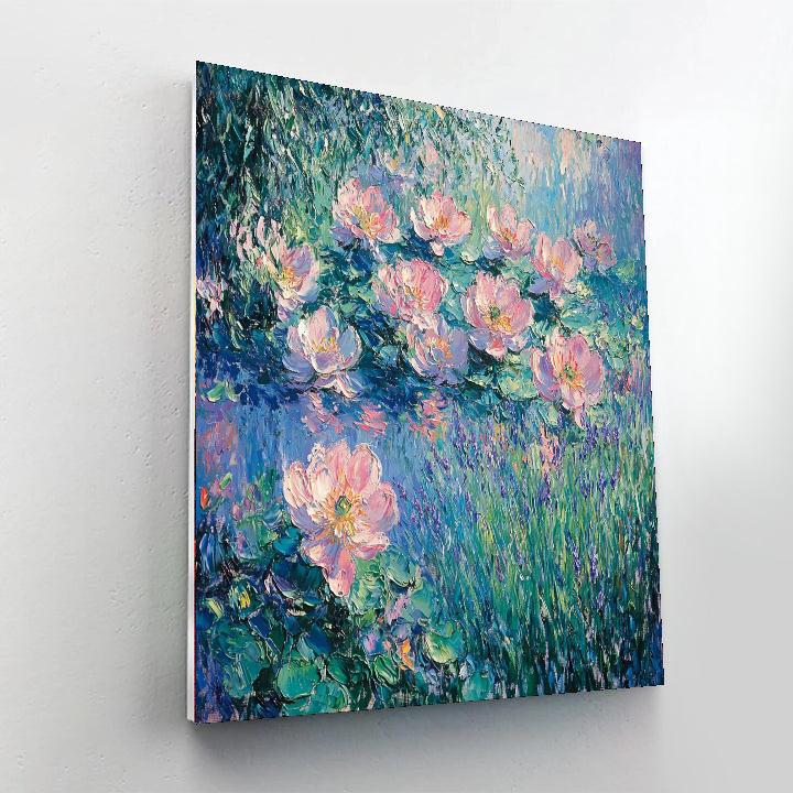 Claude Monet Inspired Serene Garden Blossoms  Number Painting
