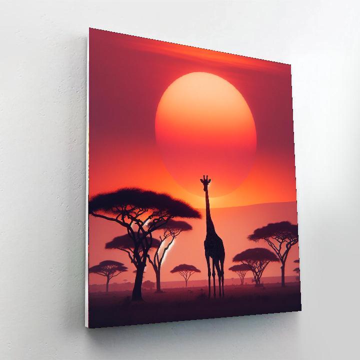 Giraffe's Sunset Silhouette Painting By Numbers Kit