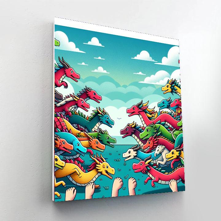 Colorful Dragon Race Painting By Numbers Kit