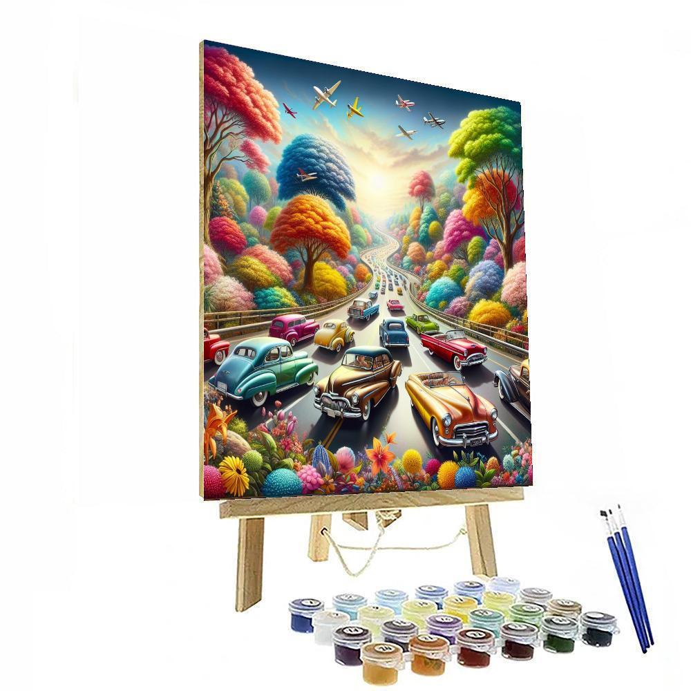 Charming Vintage Car Ride Numbered Painting Kits