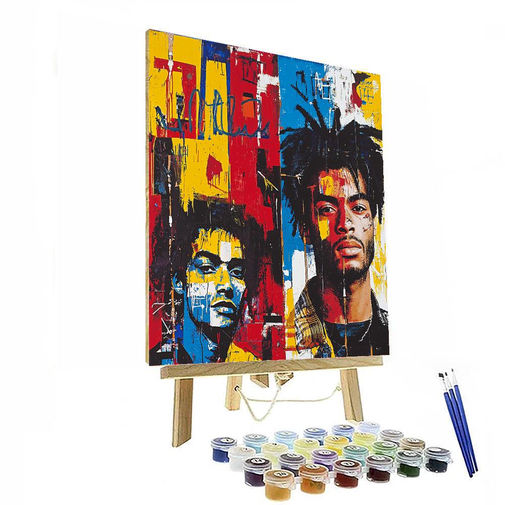 Jean-Michel Basquiat Inspired Vibrant Urban Art Collage  Paint By Numbers