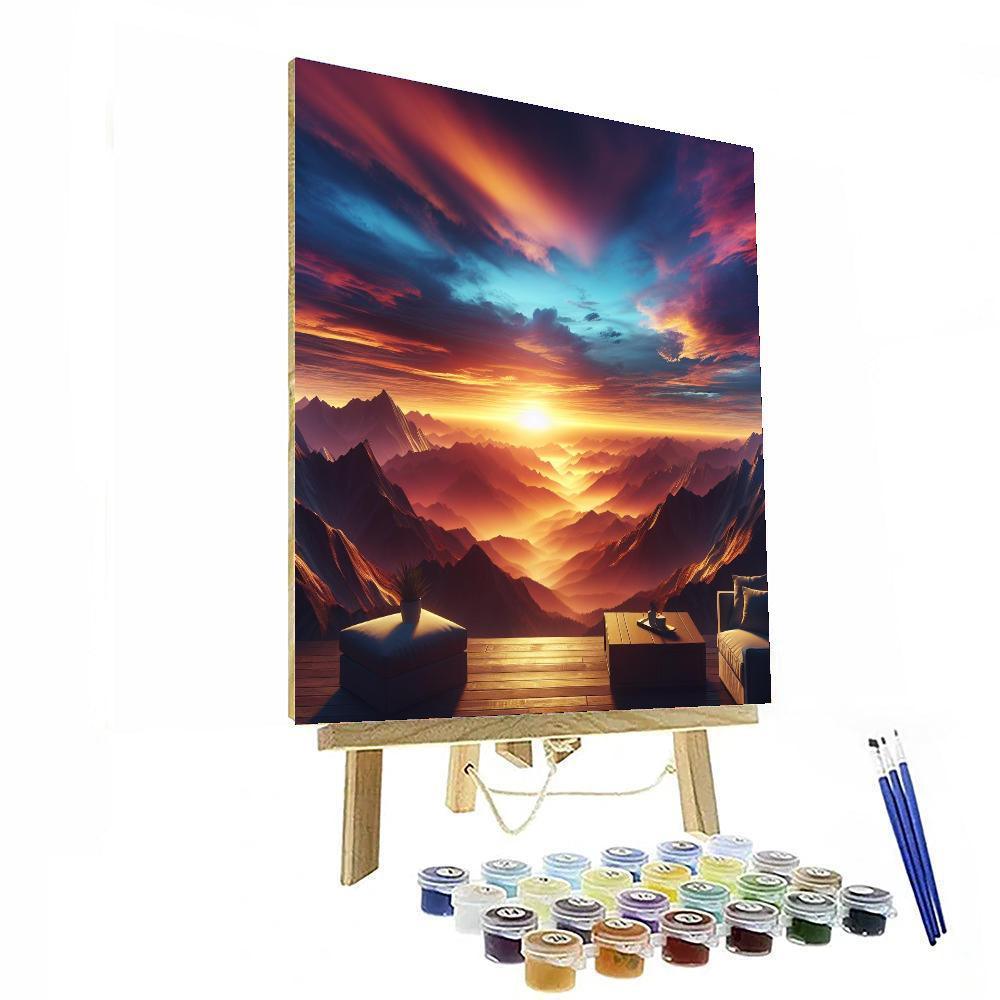 Stunning Sunrise Over Mountains DIY Paint By Numbers