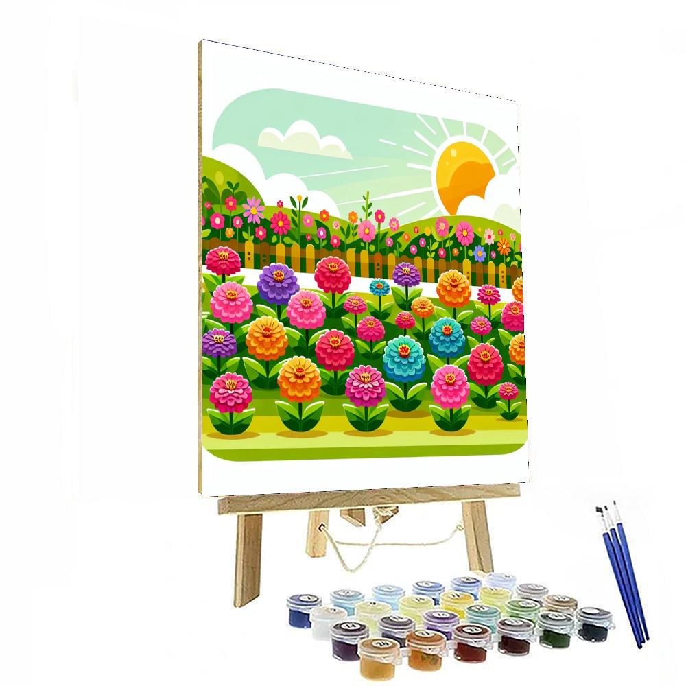 Zesty Zinnia Garden Number Painting