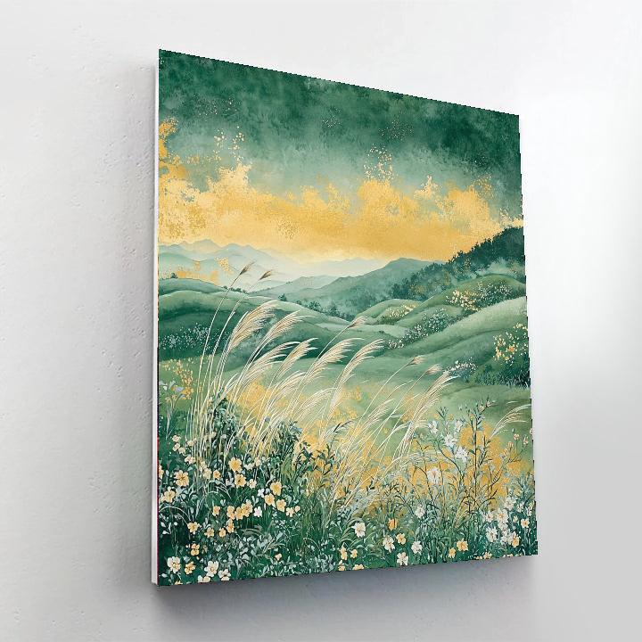 Hiroshige Inspired Windswept Fields  Number Painting