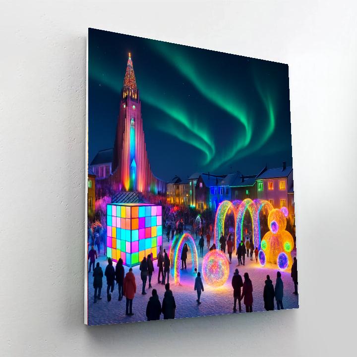 Winter Light Festival - Reykjavik - DIY Painting By Numbers Kit featured in a practical buying and verification guide