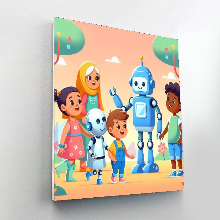 Whimsical Robot World Paint By Numbers Art