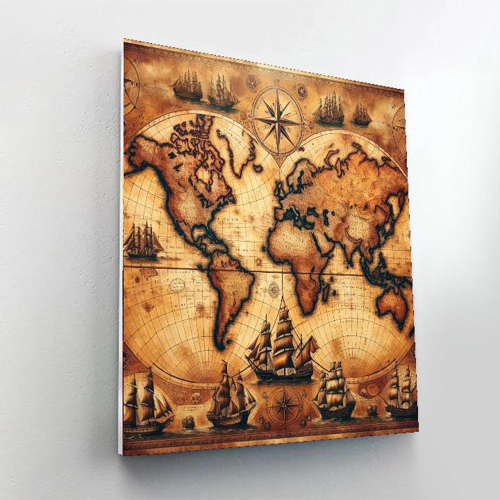 Historic World Map Adventure Paint By Color