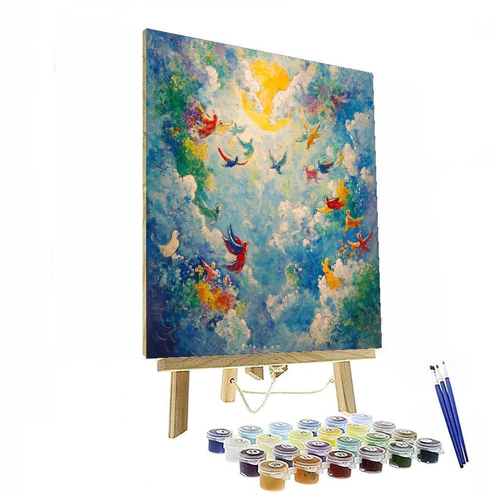 Marc Chagall Inspired Fanciful Flight  DIY Paint By Numbers