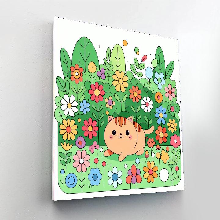 Curious Cat In The Garden Numbered Painting Kits