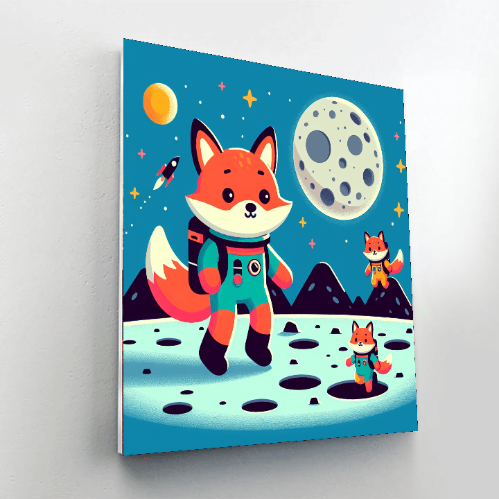 Lunar Expedition With Space Foxes Paint By Number