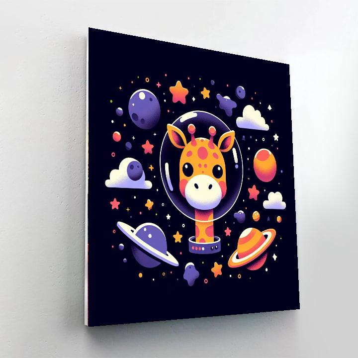 Galactic Giraffe Expedition Paint By Numbers Art