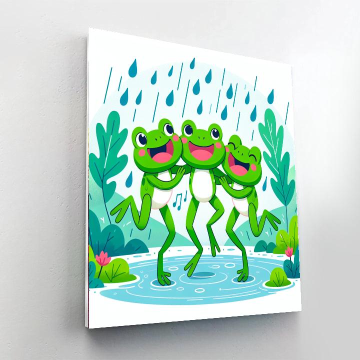 Frogs' Happy Dance In The Rain Paint By Numbers Kits