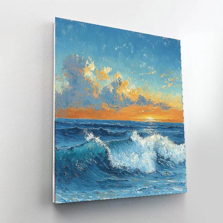 Homer Inspired Dramatic Ocean Horizon  Number Painting