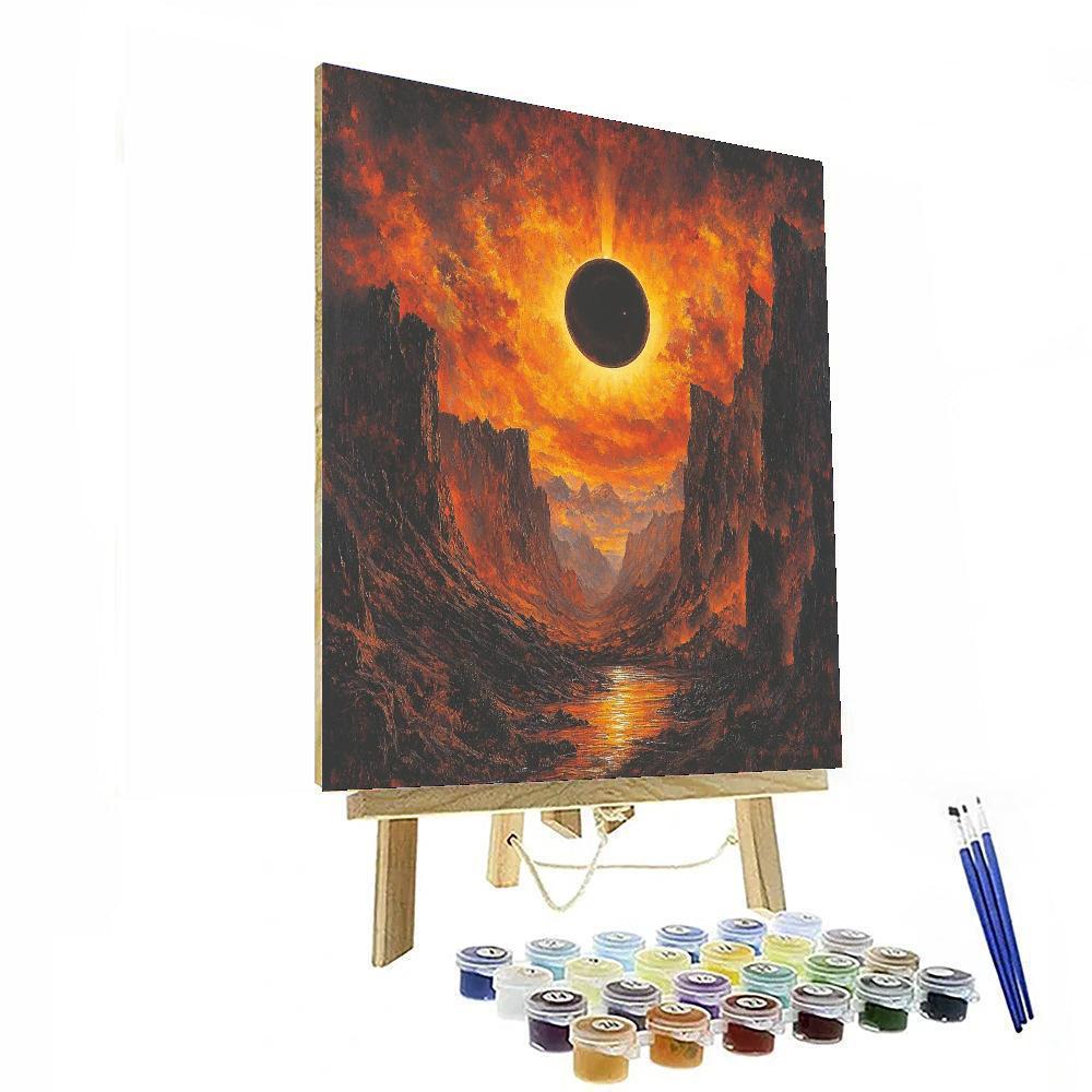 Thomas Moran Inspired Eclipse Over Mountains  Number Painting