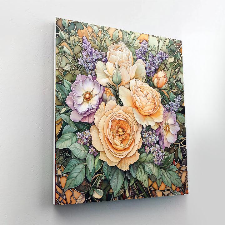 Alphonse Mucha Inspired Chic Art Nouveau Bouquet  Paint By Numbers