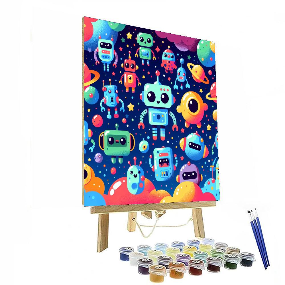 Rainbow Robot Galaxy Paint By Numbers Art