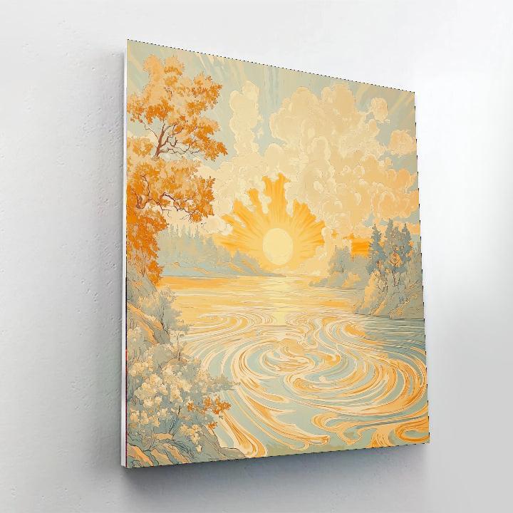 Alphonse Mucha Inspired Radiant Dawn Tranquility  Painting Number Kit