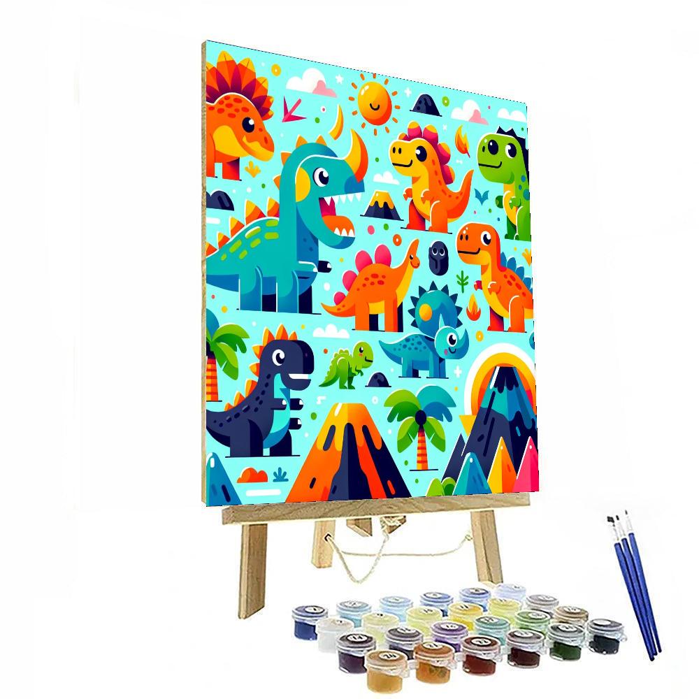 Dynamic Dinosaurs Paint By Numbers Art