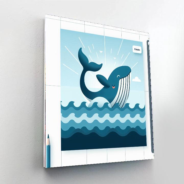 Whale's Whimsical Wave Number Painting