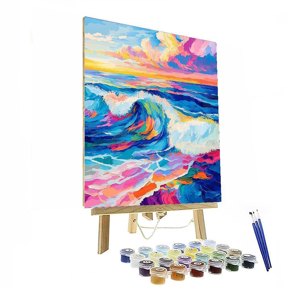 Paul Cézanne Inspired Vibrant Abstract Waves  Number Painting