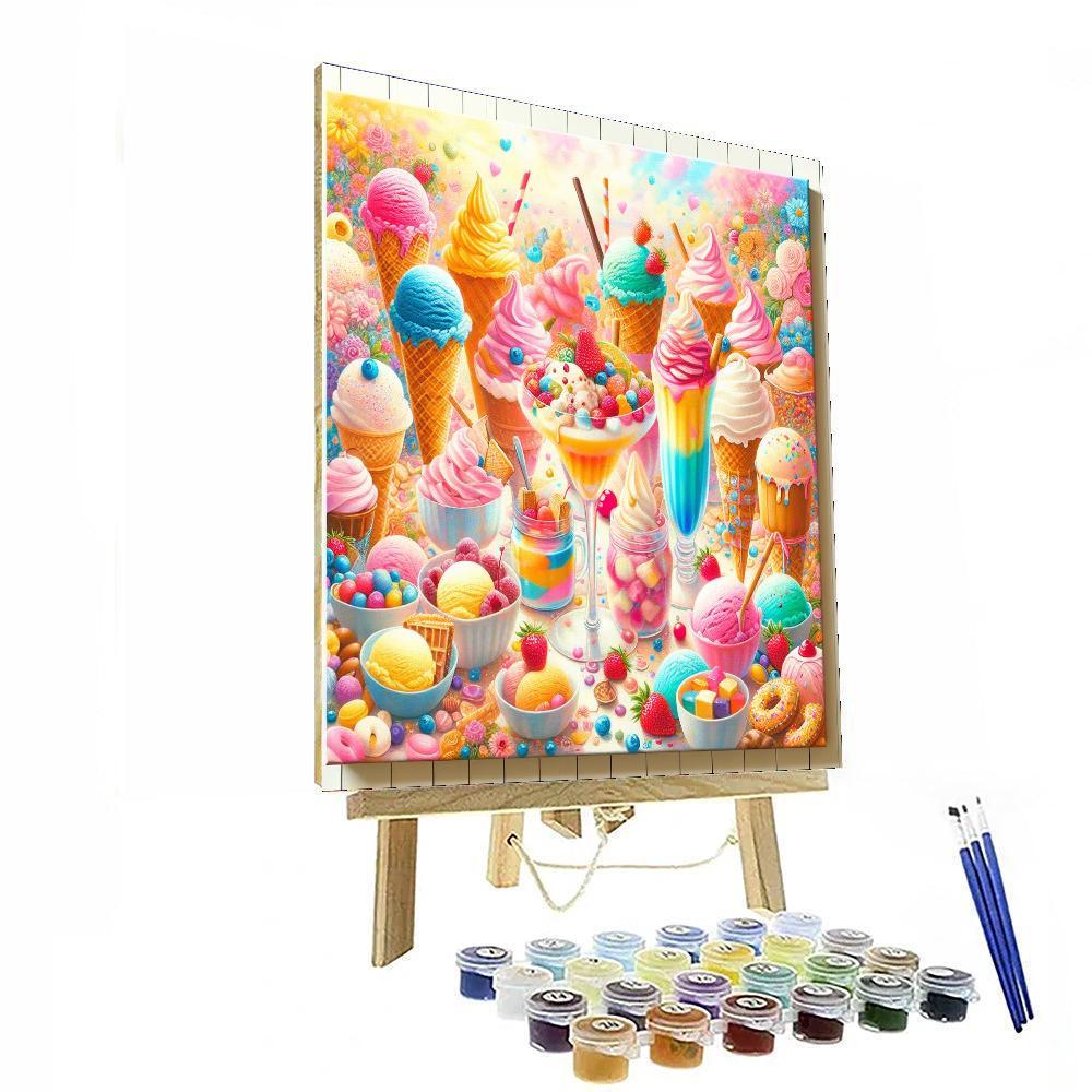 Whimsical Ice Cream Delight Painting By Numbers Kit