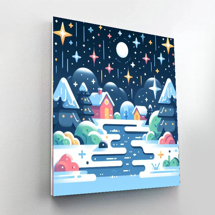 Glittering Snowy Night Paint By Numbers
