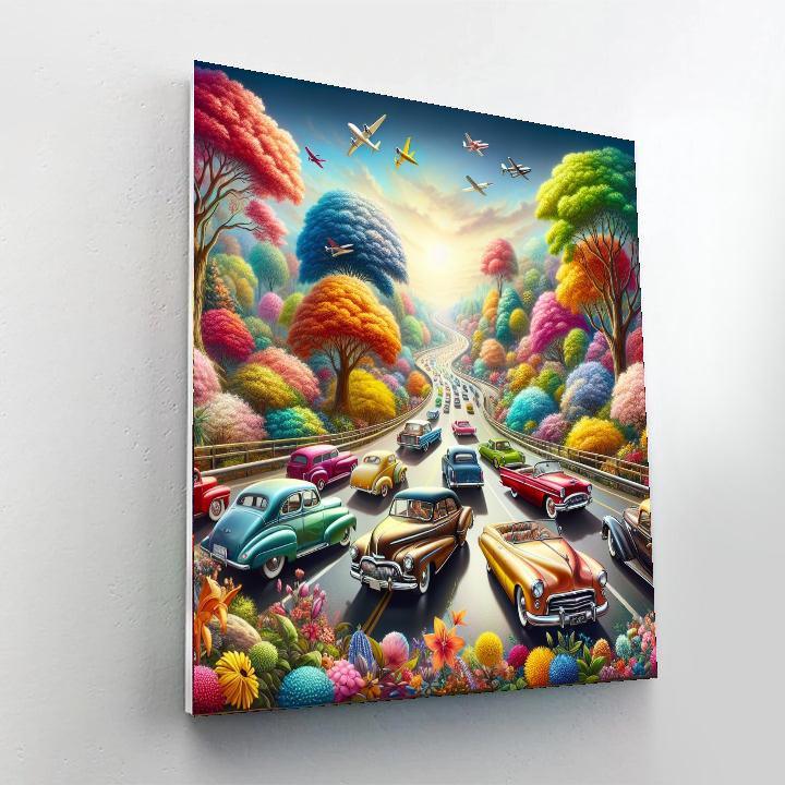 Charming Vintage Car Ride Numbered Painting Kits
