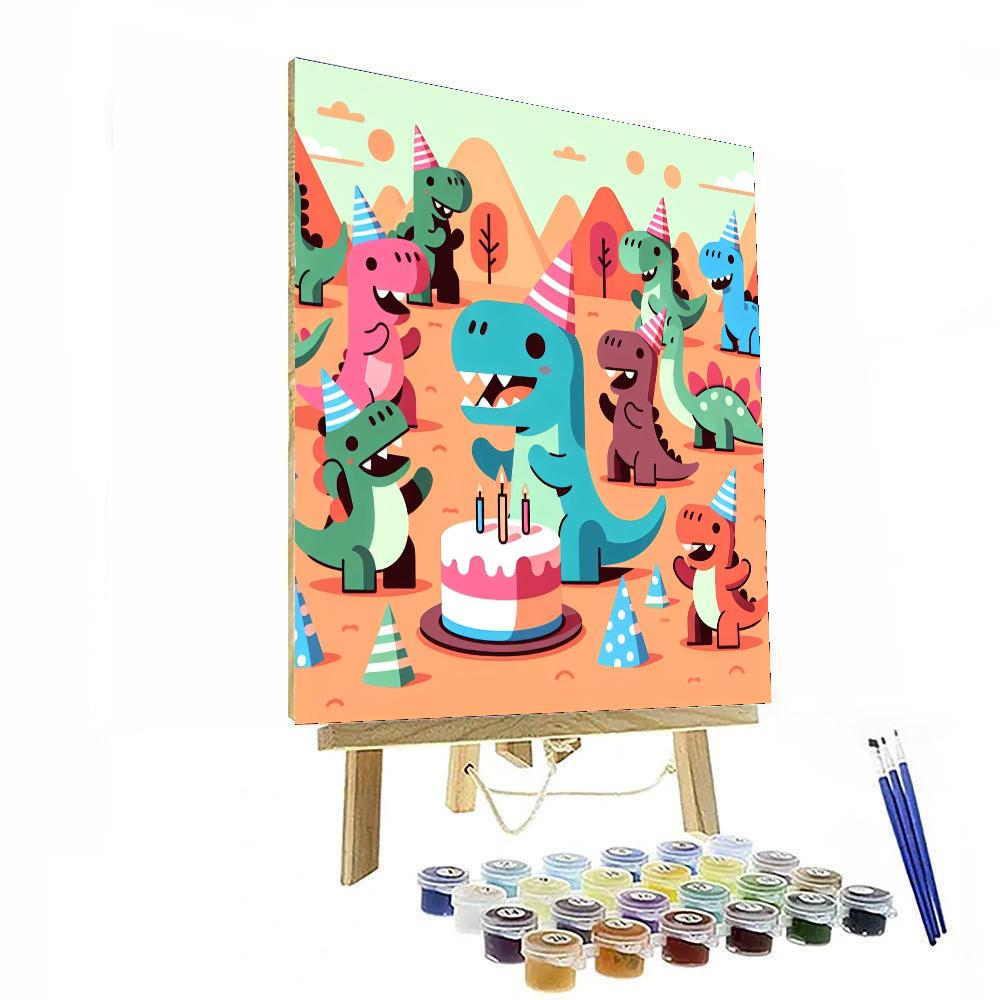 Dinosaurs' Birthday Bash Paint By Numbers