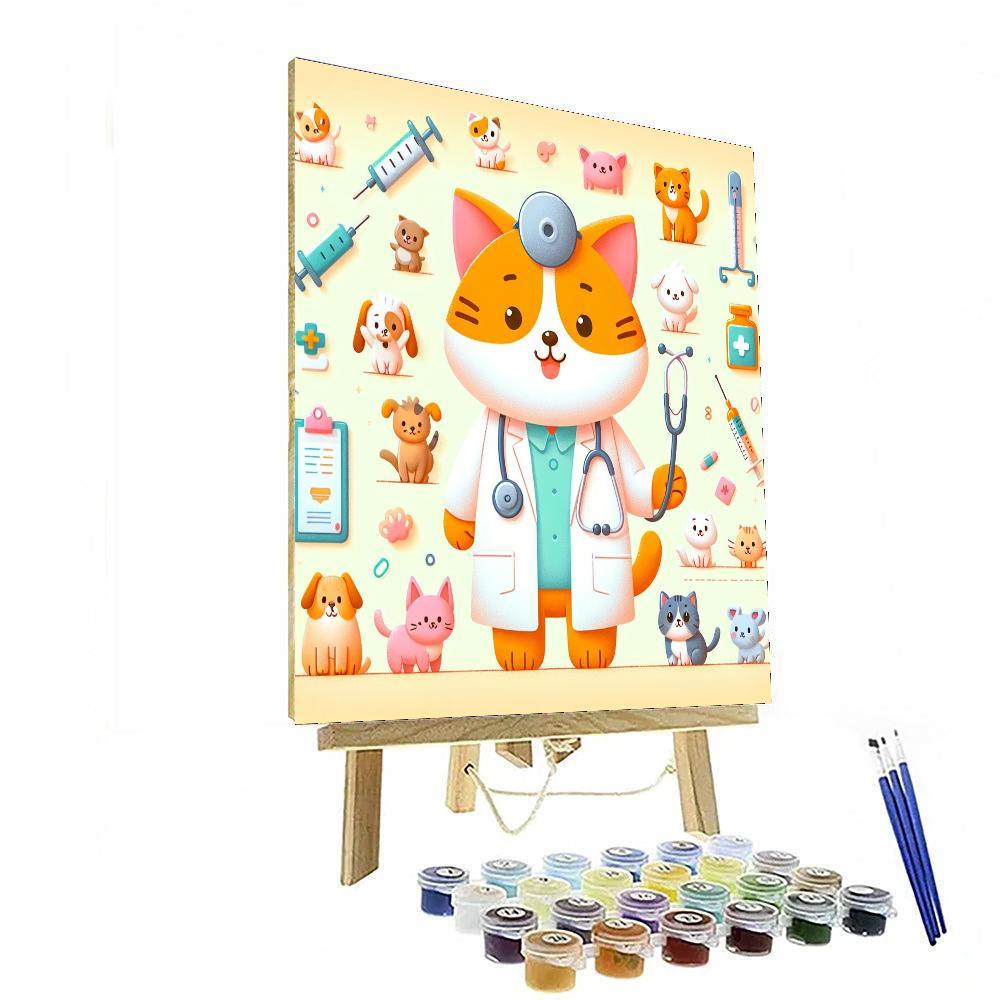 Caring Vet Cat Number Painting