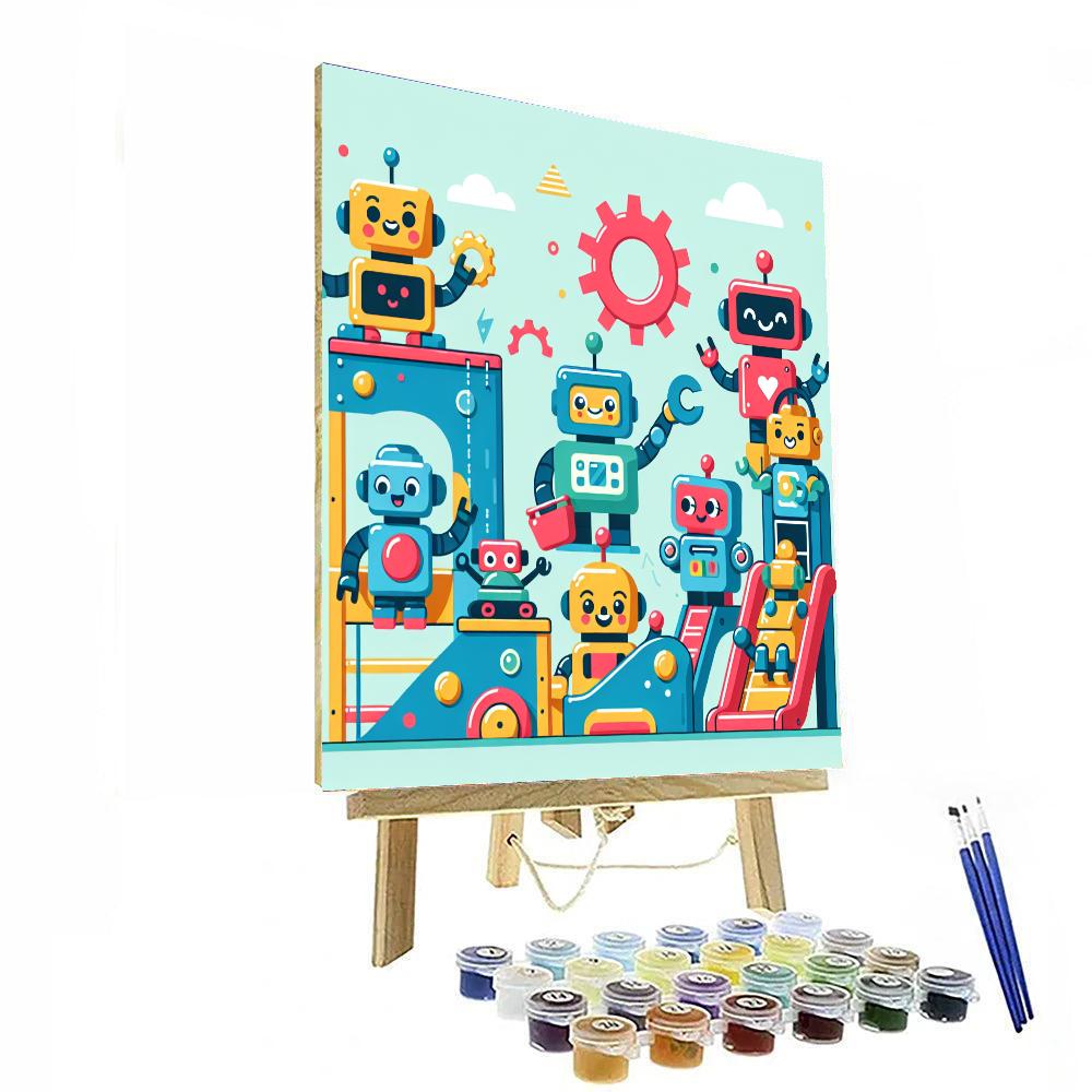 Jolly Robots' Mechanical Playground Paint By Numbers Kits