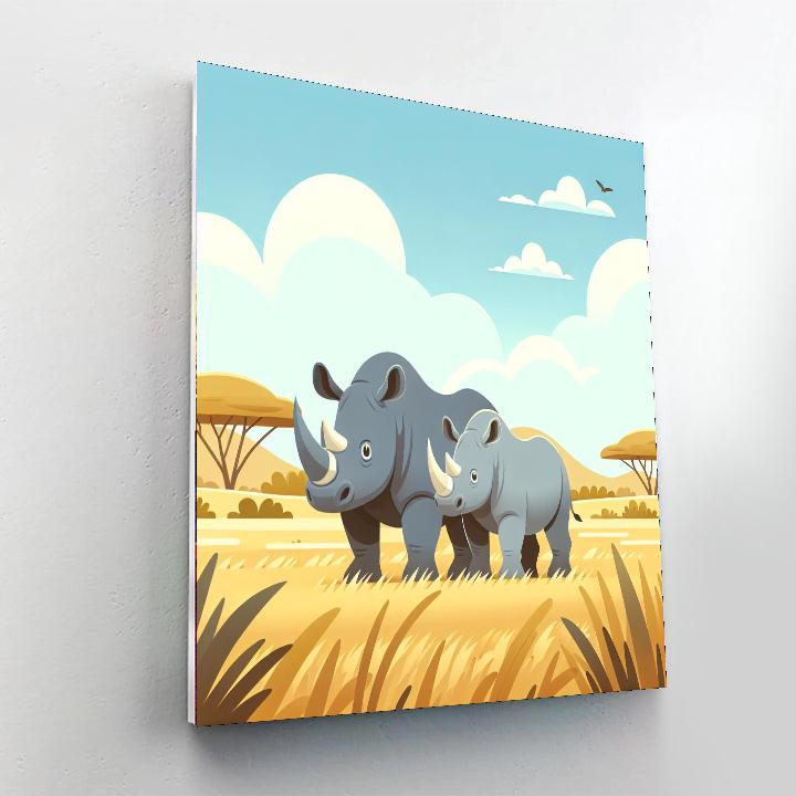 Roaming Rhinos Paint By Numbers Art