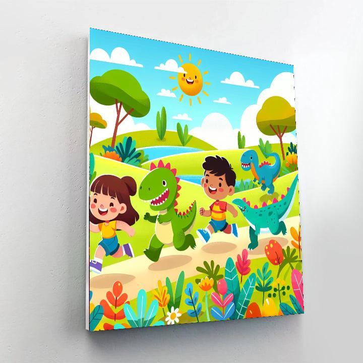 Daring Dinosaur Race Paint By Numbers Art