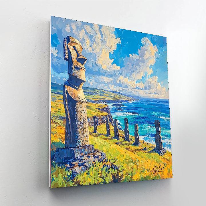 Moai Statues Of Easter Island - Chile Painting Number Kit