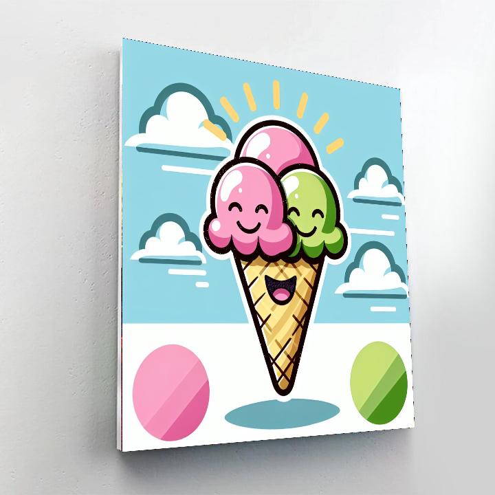 Sunny Ice Cream Cone Paint By Numbers Art
