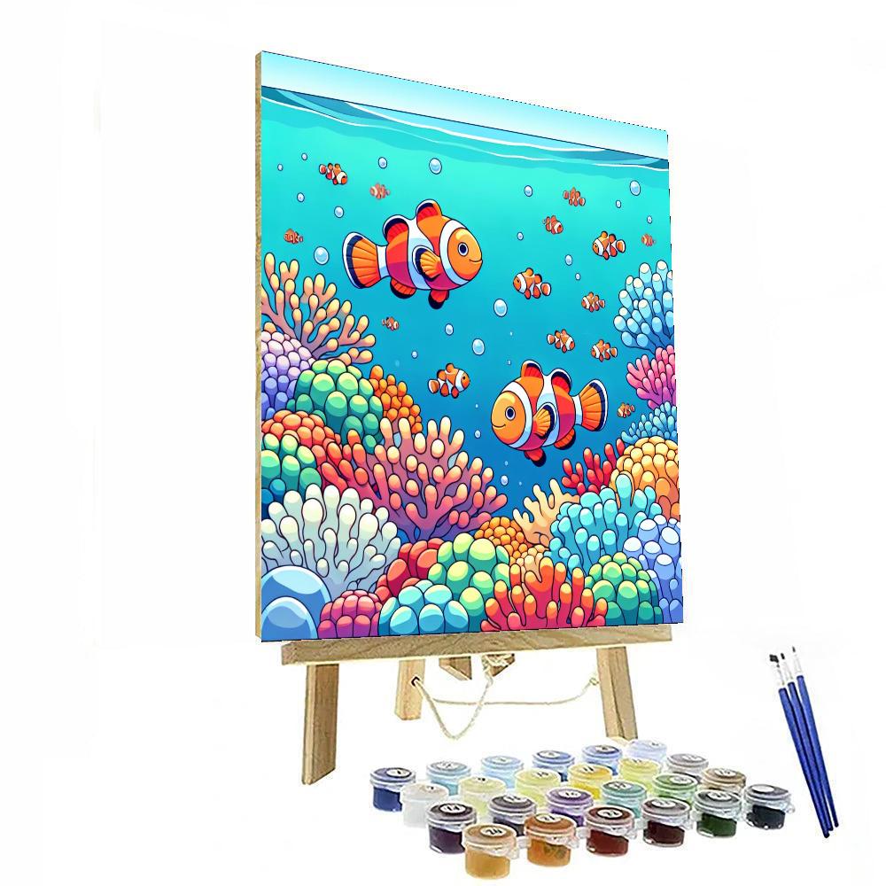 Cheerful Clownfish Reef Paint By Numbers Art