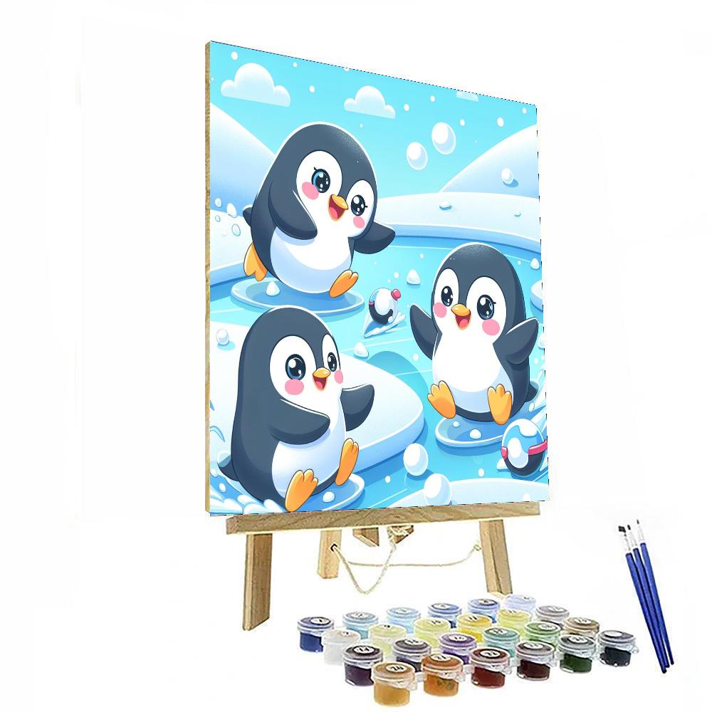 Playful Penguin Adventures Painting Number Kit
