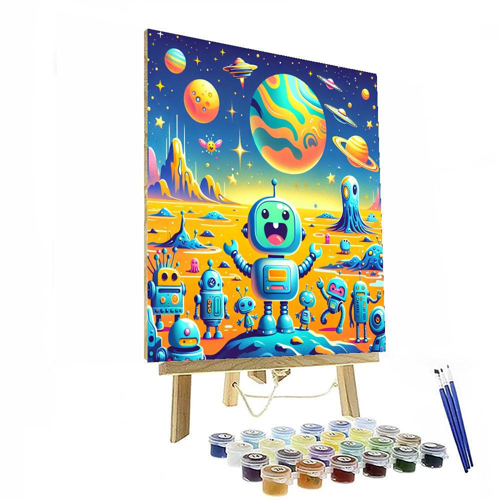 Cute Robot Explorers Number Painting