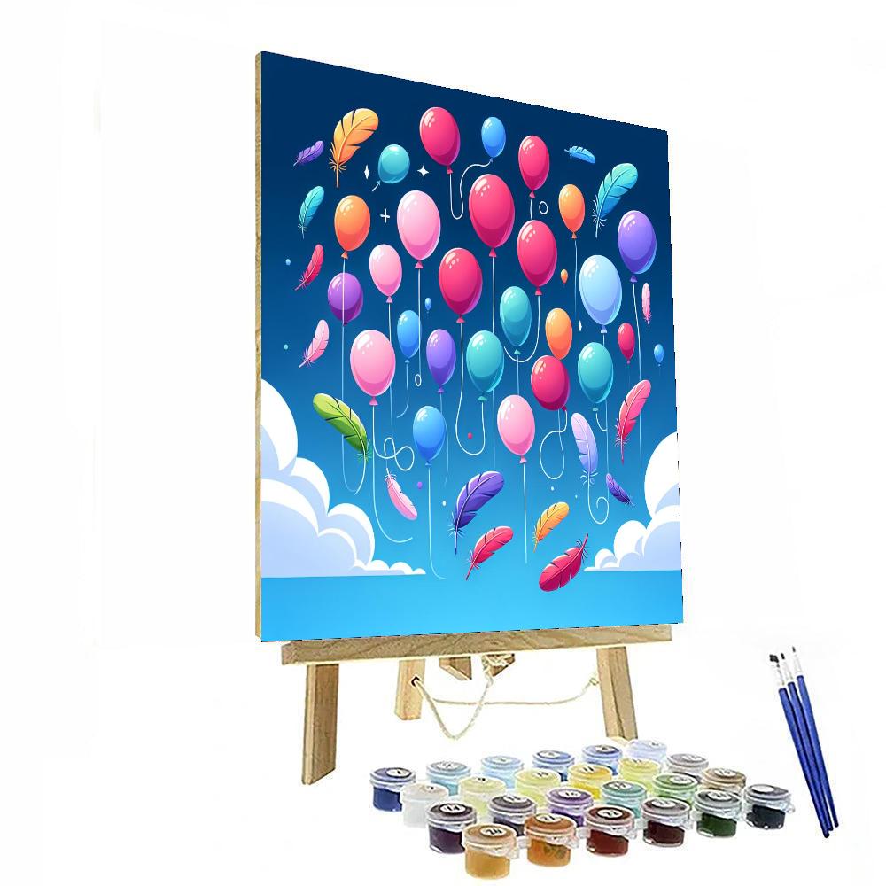 Floating Feather Balloons Number Painting