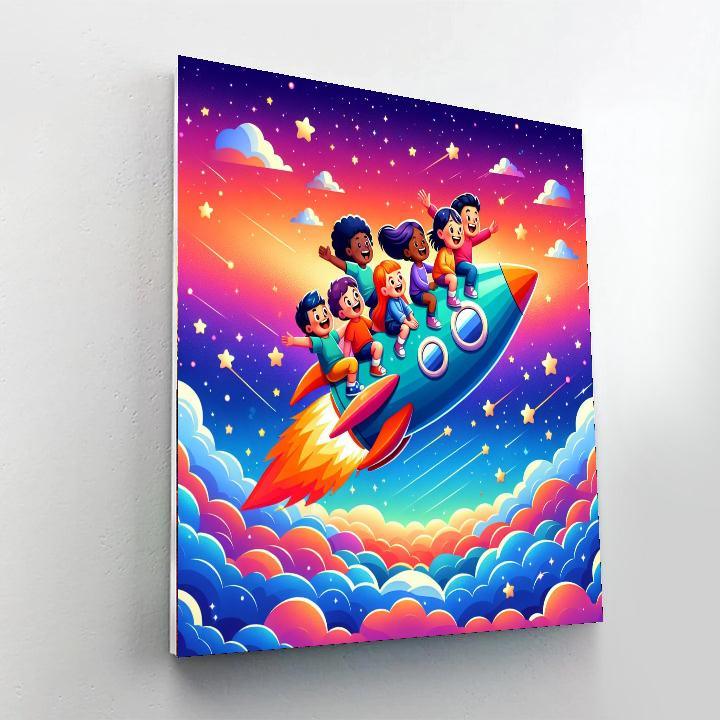 Rainbow Rocket Ride Paint By Numbers