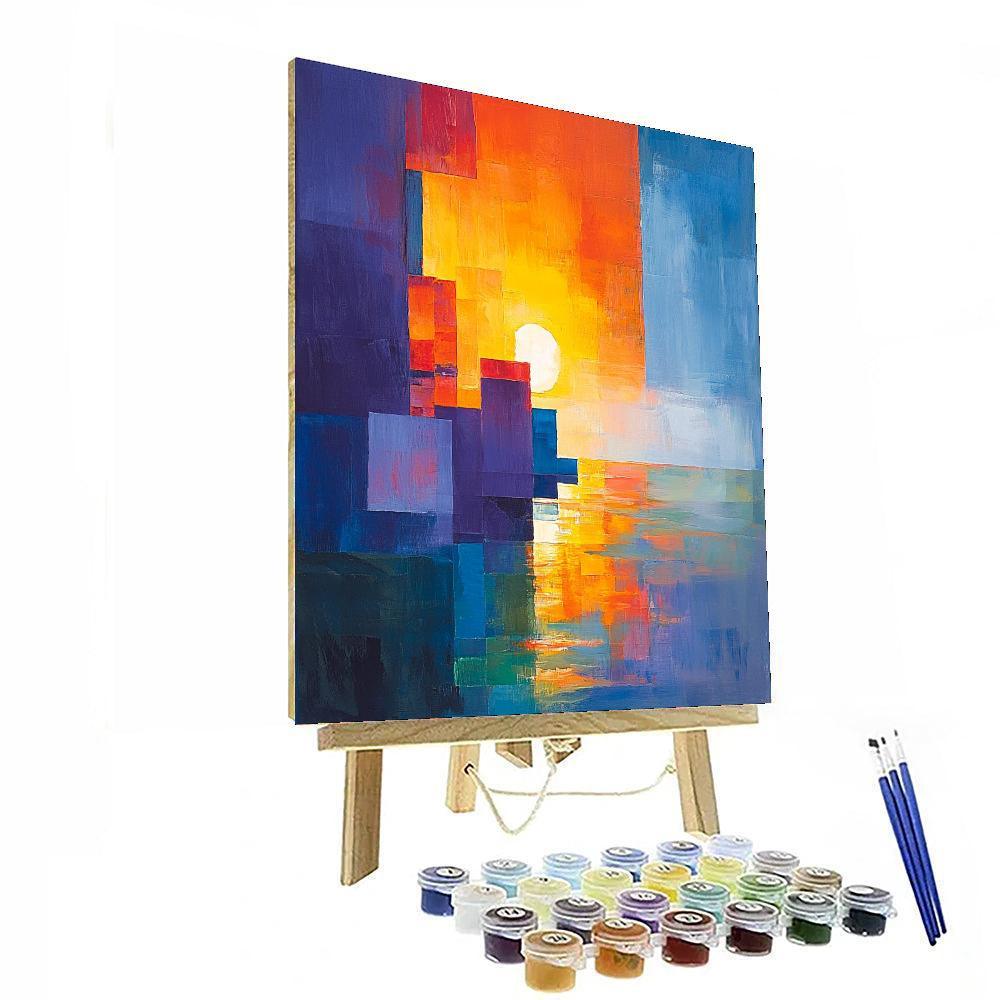 Paul Cézanne Inspired Geometric Sunset Reverie  Paint By Color