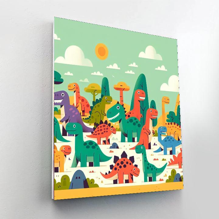 Colorful Dinosaurs Adventure Paint By Numbers Kits