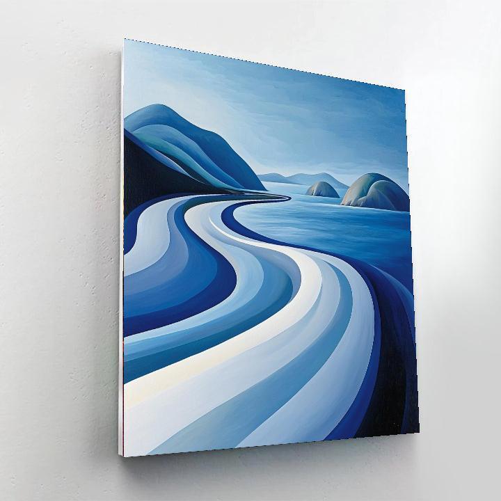 Barbara Hepworth Inspired Sculptural Coastal Serenity  DIY Paint By Numbers