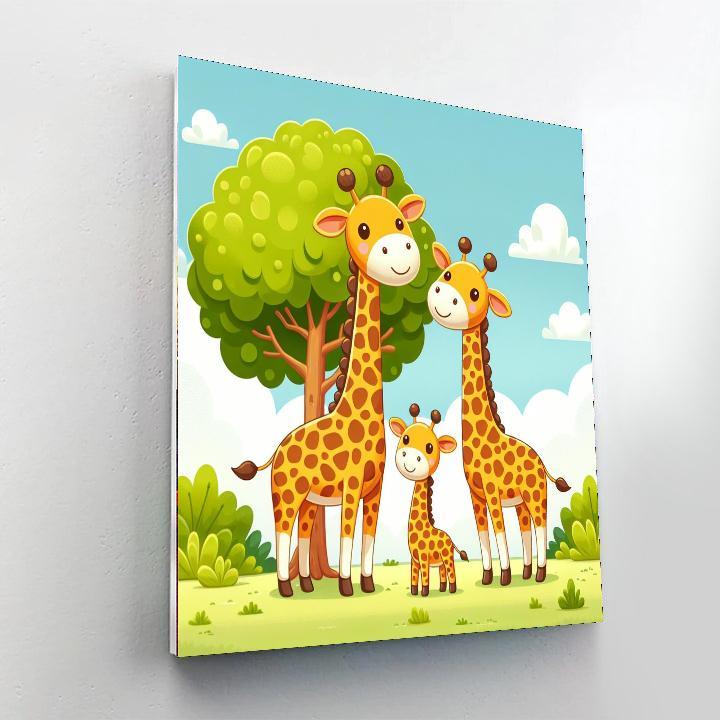 Cute Giraffe Family Paint By Number