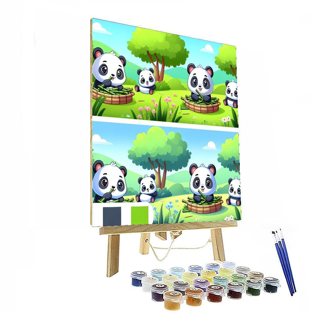 Peaceful Panda Meadow Painting By Numbers Kit